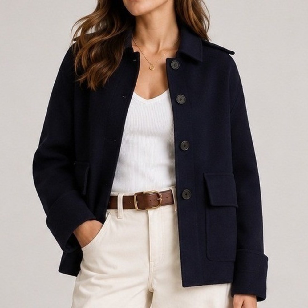 Madewell Double Faced Chore Jacket Italian Wool Blend Trip Navy NZ223 Small NWT